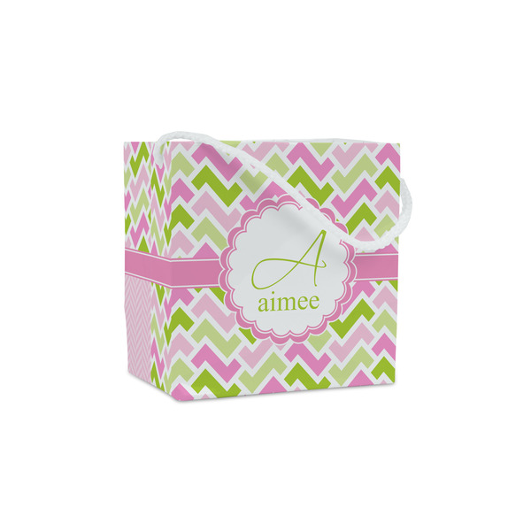 Custom Pink & Green Geometric Party Favor Gift Bags - Matte (Personalized)