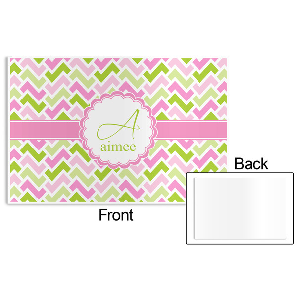 Pink & Green Geometric Disposable Paper Placemat - Front & Back