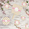 Pink & Green Geometric Party Supplies Combination Image - All items - Plates, Coasters, Fans
