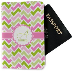 Pink & Green Geometric Passport Holder - Fabric (Personalized)