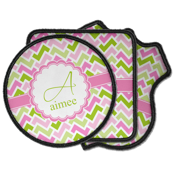 Custom Pink & Green Geometric Iron on Patches (Personalized)