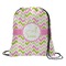 Pink & Green Geometric Pattern Drawstring Backpack