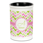 Pink & Green Geometric Ceramic Pencil Holders - Black