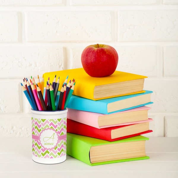 Pink & Green Geometric Pencil Holder - LIFESTYLE pencil