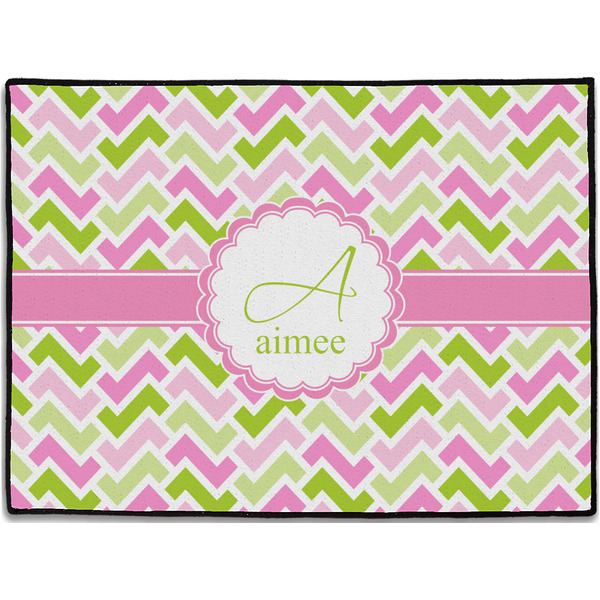 Custom Pink & Green Geometric Door Mat (Personalized)