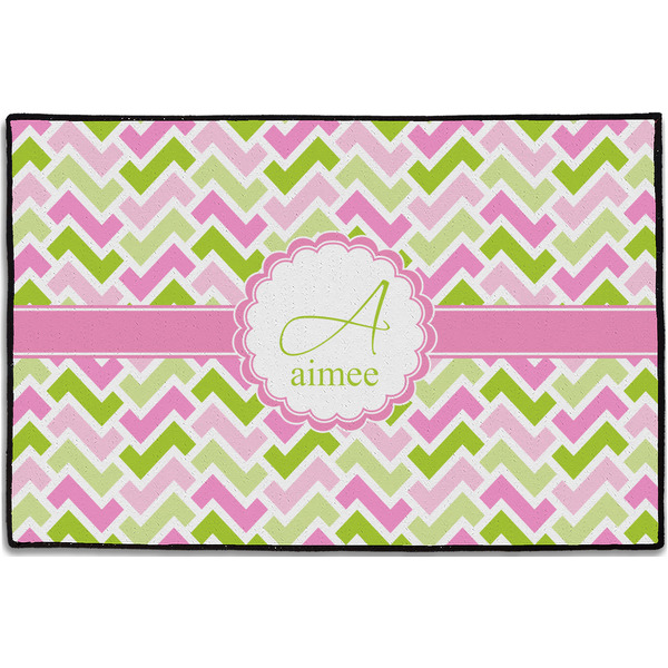 Pink & Green Geometric Personalized Door Mat - 36x24 (APPROVAL)