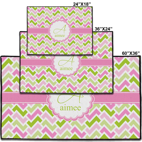 Pink & Green Geometric Personalized Door Mat - Group Parent IMF