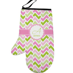 Pink & Green Geometric Left Oven Mitt (Personalized)