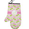 Pink & Green Geometric Personalized Oven Mitt - Left