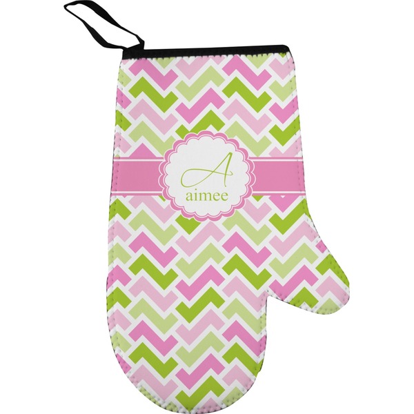 Custom Pink & Green Geometric Oven Mitt (Personalized)
