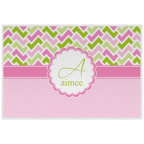 Pink & Green Geometric Personalized Placemat (Back)