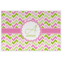 Pink & Green Geometric Laminated Placemat w/ Name and Initial