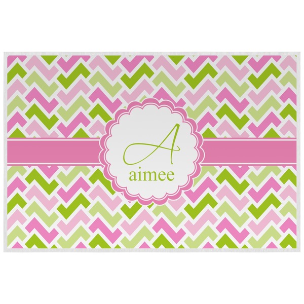 Custom Pink & Green Geometric Laminated Placemat w/ Name and Initial