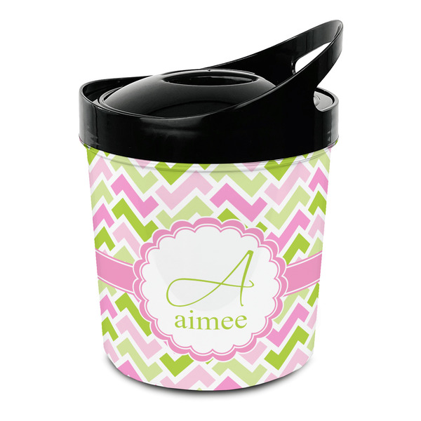 Custom Pink & Green Geometric Plastic Ice Bucket (Personalized)
