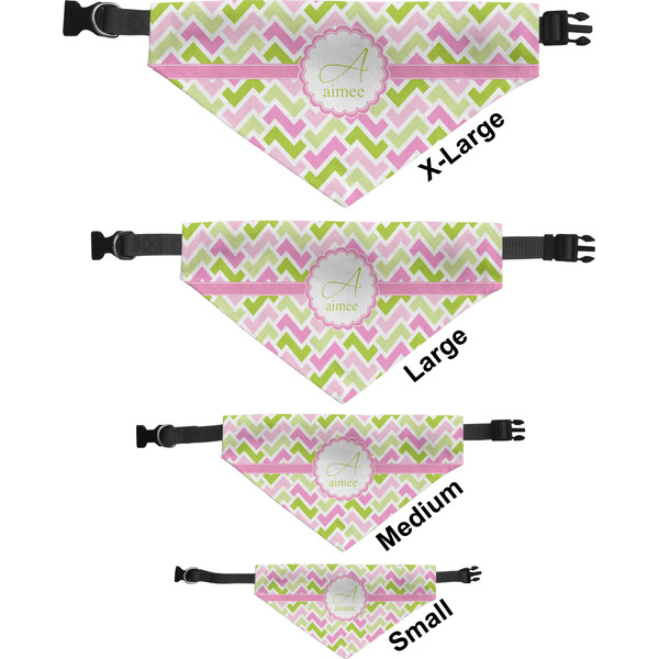 Pink & Green Geometric Pet Bandana Sizes