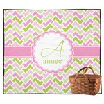 Pink & Green Geometric Outdoor Picnic Blanket (Personalized)