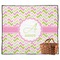 Pink & Green Geometric Picnic Blanket - Flat - With Basket