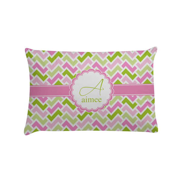 Custom Pink & Green Geometric Pillow Case - Standard (Personalized)
