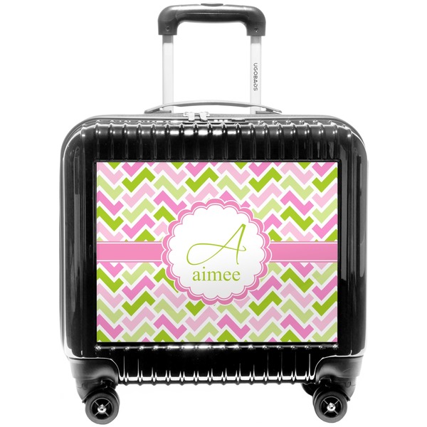 Custom Pink & Green Geometric Pilot / Flight Suitcase (Personalized)