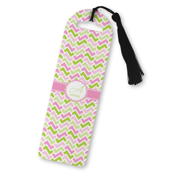 Custom Pink & Green Geometric Plastic Bookmark (Personalized)