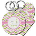Pink & Green Geometric Plastic Keychain (Personalized)