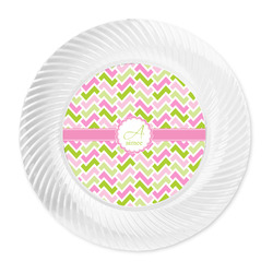 Pink & Green Geometric Plastic Party Dinner Plates - 10" (Personalized)