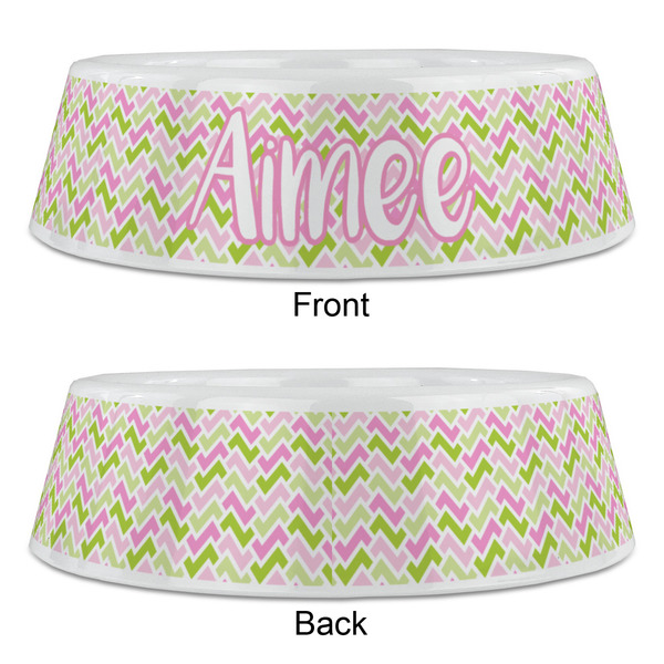 Pink & Green Geometric Plastic Pet Bowls - Large - APPROVAL