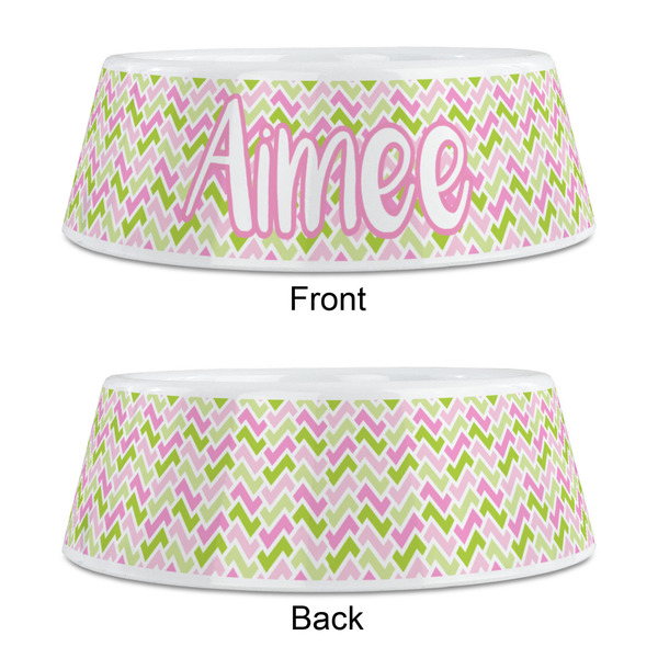 Pink & Green Geometric Plastic Pet Bowls - Medium - APPROVAL