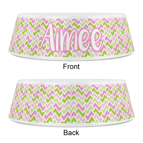 Pink & Green Geometric Plastic Pet Bowls - Small - APPROVAL