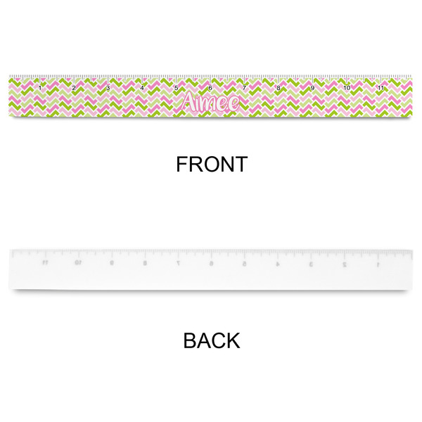 Pink & Green Geometric Plastic Ruler - 12" - APPROVAL