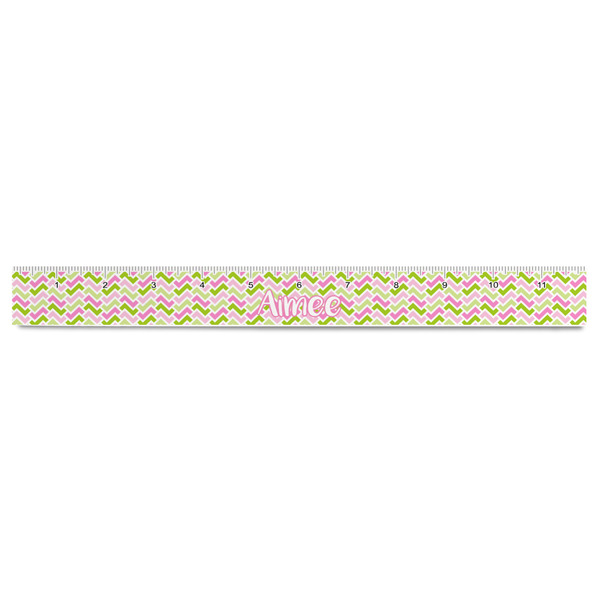 Pink & Green Geometric Plastic Ruler - 12" - FRONT