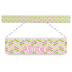 Pink & Green Geometric Plastic Ruler - 12" (Personalized)