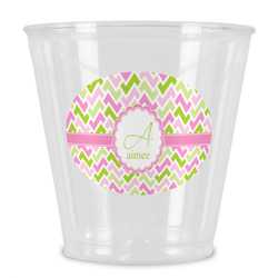 Pink & Green Geometric Plastic Shot Glass (Personalized)