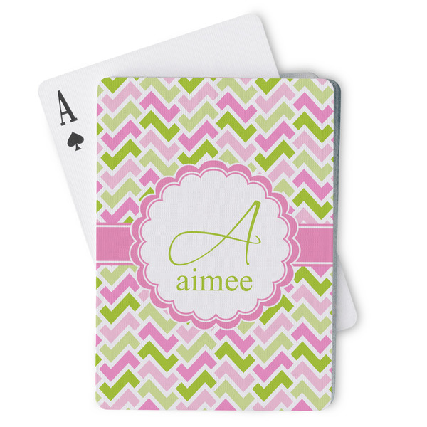 Custom Pink & Green Geometric Playing Cards (Personalized)