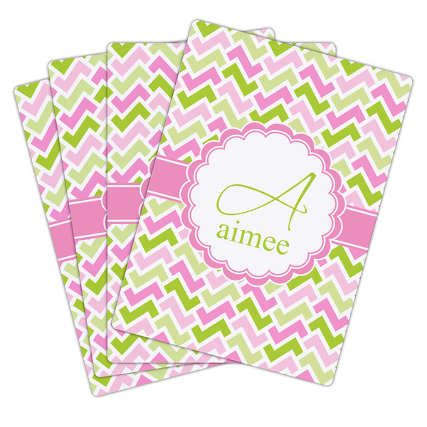 Pink & Green Geometric Playing Cards - Hand Back View