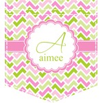 Pink & Green Geometric Iron On Faux Pocket (Personalized)