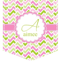 Pink & Green Geometric Iron On Faux Pocket (Personalized)