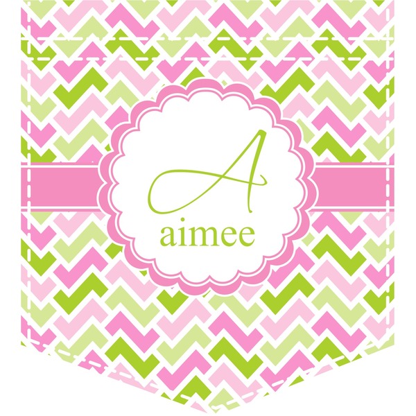 Custom Pink & Green Geometric Iron On Faux Pocket (Personalized)