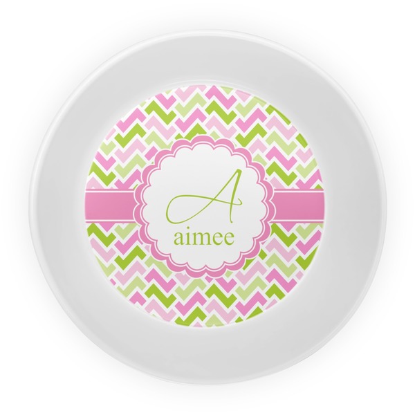 Pink & Green Geometric Melamine Bowl - Center