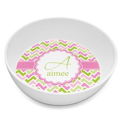 Pink & Green Geometric Melamine Bowl - 8 oz (Personalized)