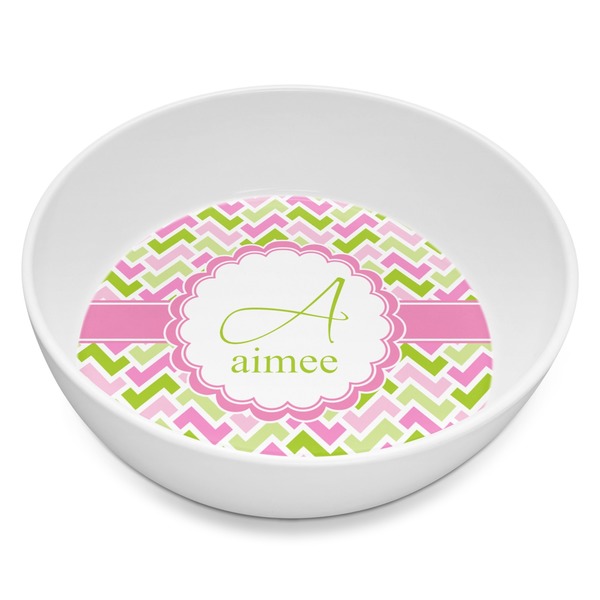 Custom Pink & Green Geometric Melamine Bowl - 8 oz (Personalized)
