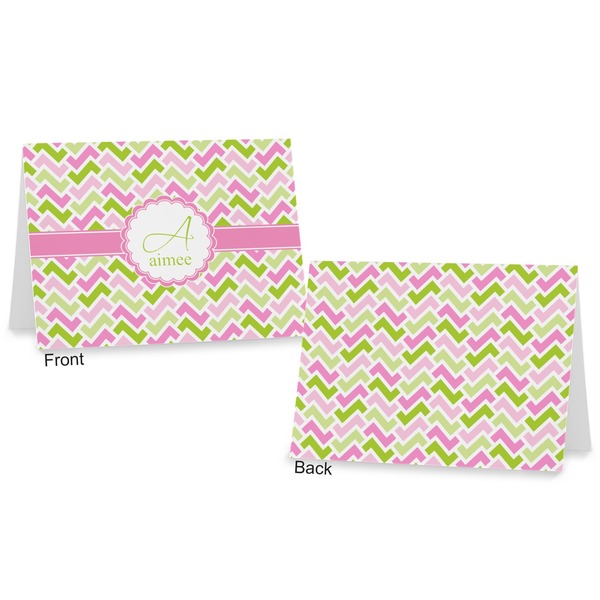 Pink & Green Geometric Postcard - Front and Back