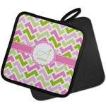 Pink & Green Geometric Pot Holder w/ Name and Initial