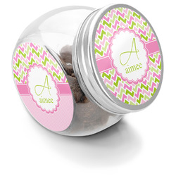 Pink & Green Geometric Puppy Treat Jar (Personalized)