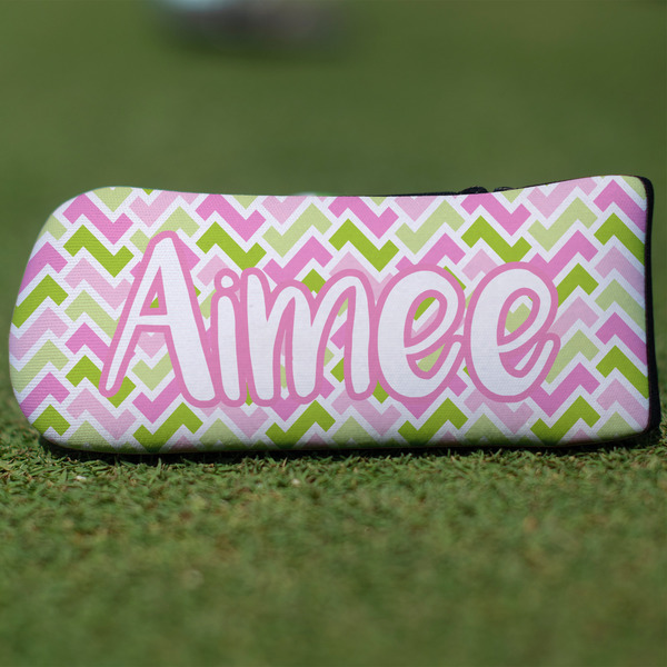 Custom Pink & Green Geometric Blade Putter Cover (Personalized)