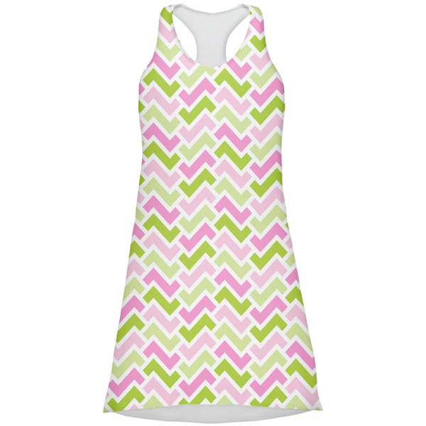 Custom Pink & Green Geometric Racerback Dress - X Small