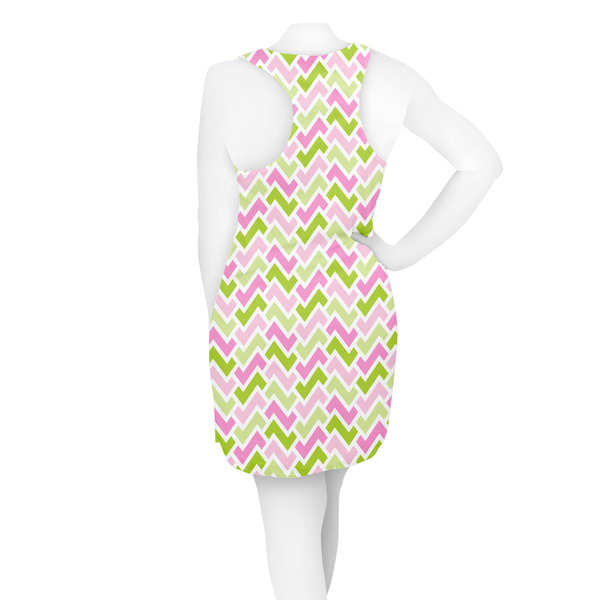 Pink & Green Geometric Racerback Dress - On Model - Back