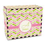 Pink & Green Geometric Wood Recipe Box - Full Color Print (Personalized)