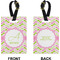 Pink & Green Geometric Rectangle Luggage Tag (Front + Back)