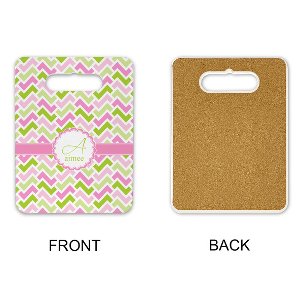 Pink & Green Geometric Rectangle Trivet with Handle - APPROVAL